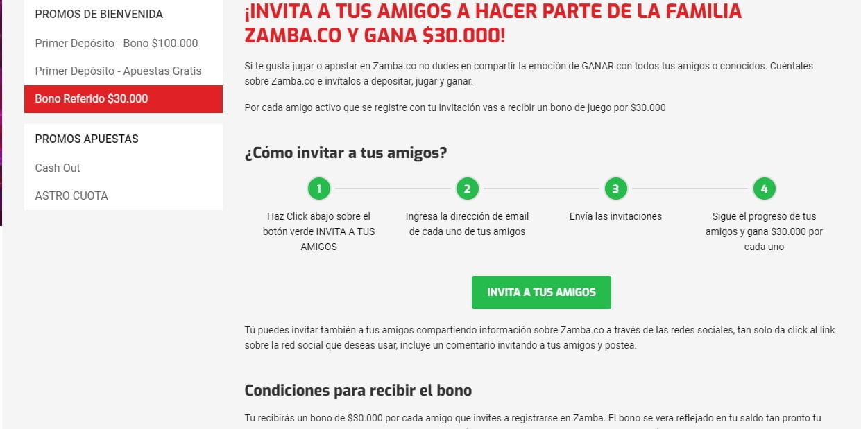 codigo promocional zamba COLOMBIA